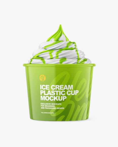 Ice Cream Glossy Cup w/ Topping Mockup