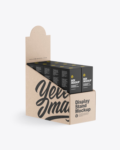 Kraft Display Stand w/ Boxes Mockup