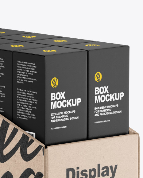 Kraft Display Stand w  Boxes Mockup PSD #2