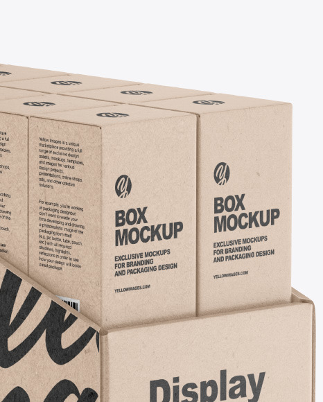 Kraft Display Stand w  Boxes Mockup PSD #1