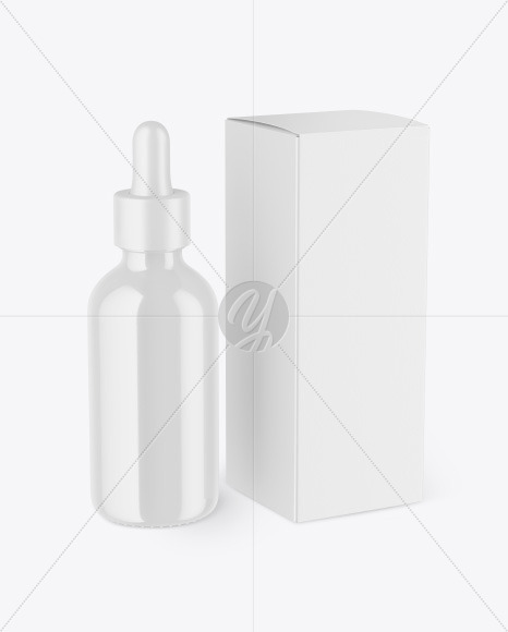 Glossy Dropper Bottle w  Paper Box Mockup PSD #3