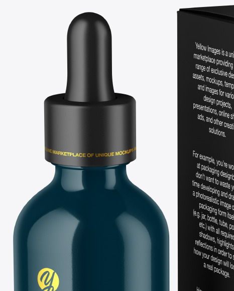 Glossy Dropper Bottle w  Paper Box Mockup PSD #2