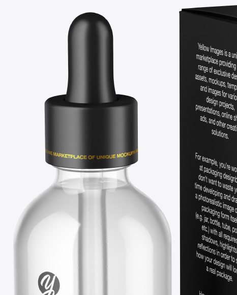 Clear Glass Dropper Bottle w  Paper Box Mockup PSD #2