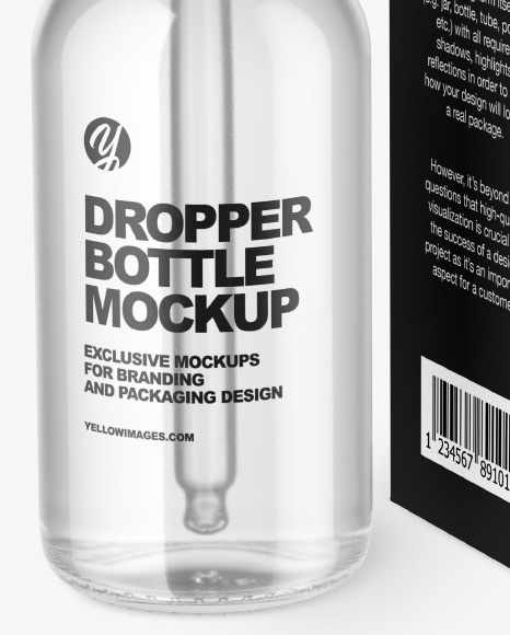 Clear Glass Dropper Bottle w  Paper Box Mockup PSD #1