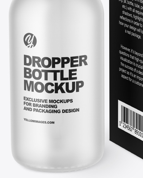 Frosted Glass Dropper Bottle w  Paper Box Mockup PSD #1