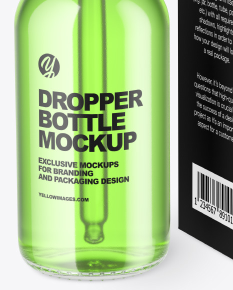Clear Glass Dropper Bottle w  Paper Box Mockup PSD #1