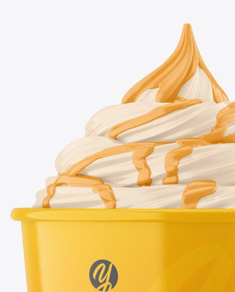 Ice Cream Glossy Cup Topping Mockup PSD #2