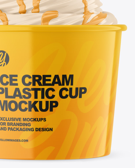 Ice Cream Glossy Cup Topping Mockup PSD #1