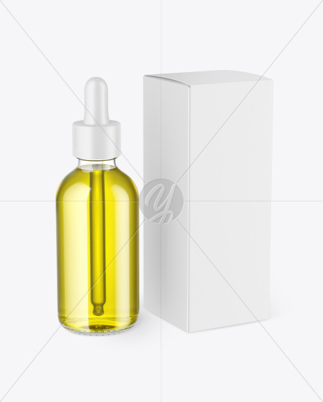 Clear Glass Dropper Oil Bottle w  Paper Box Mockup PSD #3