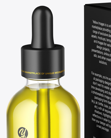Clear Glass Dropper Oil Bottle w  Paper Box Mockup PSD #2