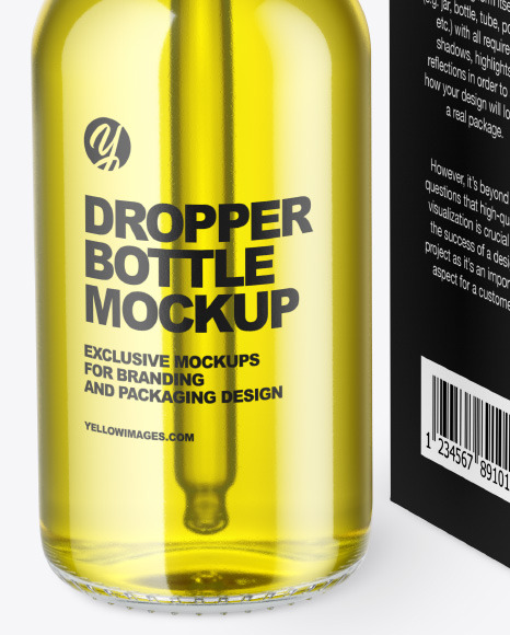 Clear Glass Dropper Oil Bottle w  Paper Box Mockup PSD #1