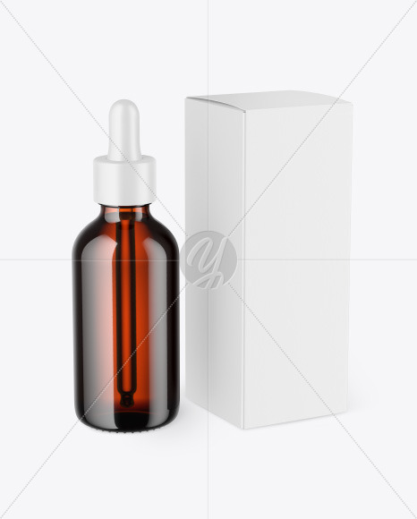 Amber Glass Dropper Bottle w  Paper Box Mockup PSD #3