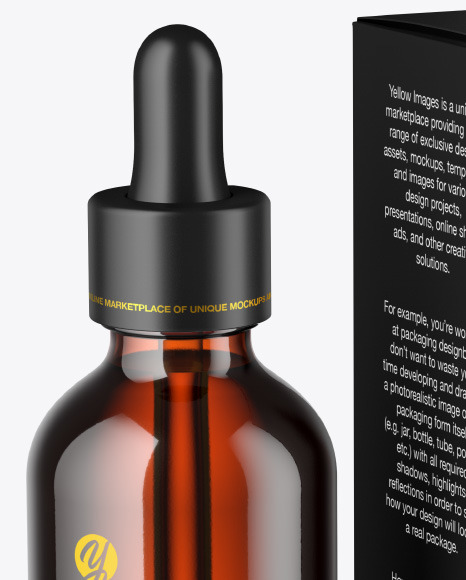 Amber Glass Dropper Bottle w  Paper Box Mockup PSD #2
