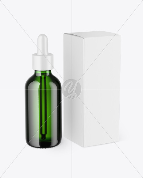 Green Glass Dropper Bottle w  Paper Box Mockup PSD #3