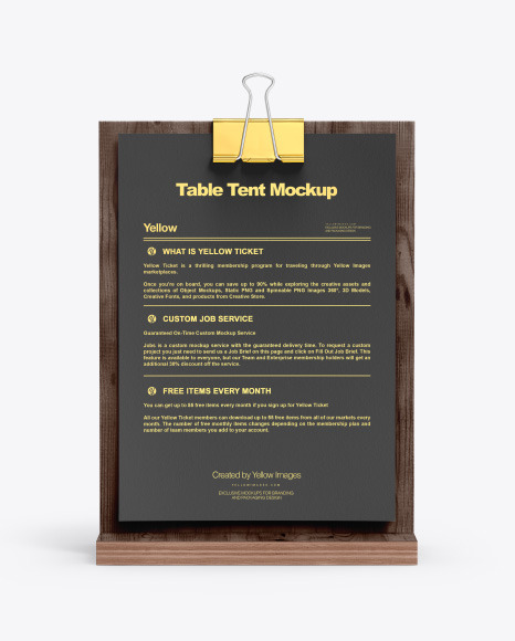 Plywood Table Tent w Binder Mockup PSD #2