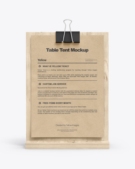 Plywood Table Tent w Binder Mockup PSD #3