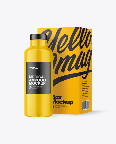 Glossy Medical Ampoule with Box Mockup