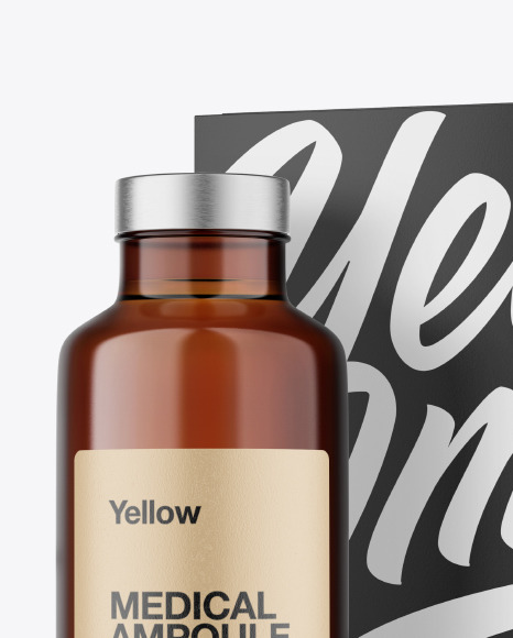 Amber Medical Ampoule with Box Mockup Amber Medical Ampoule with Box Mockup