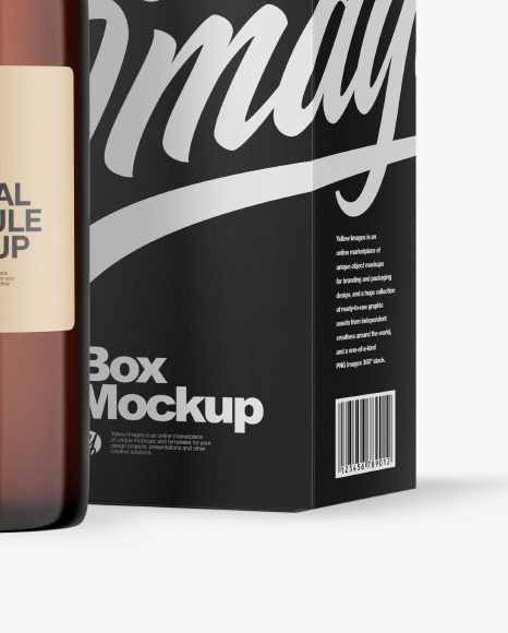 Amber Medical Ampoule with Box Mockup Amber Medical Ampoule with Box Mockup