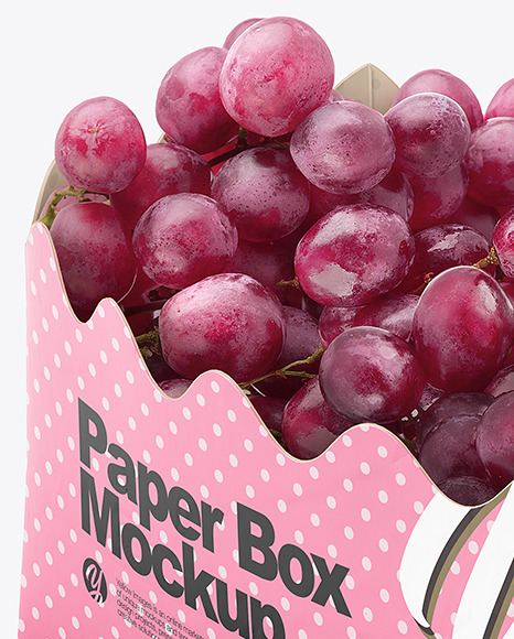 Matte Paper Basket with Grapes Mockup Matte Paper Basket with Grapes Mockup