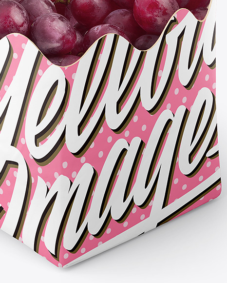 Matte Paper Basket with Grapes Mockup Matte Paper Basket with Grapes Mockup