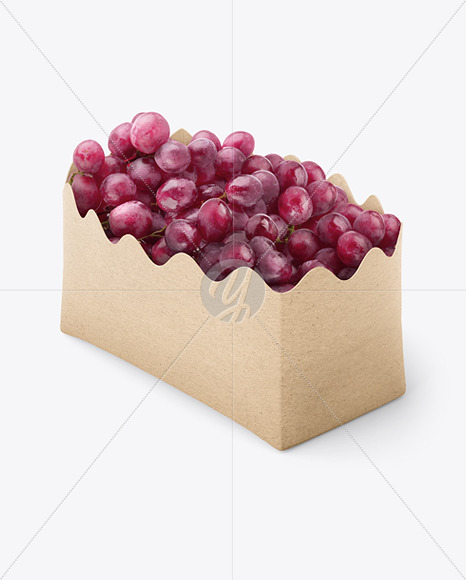 Kraft Paper Basket with Grapes Mockup PSD #3
