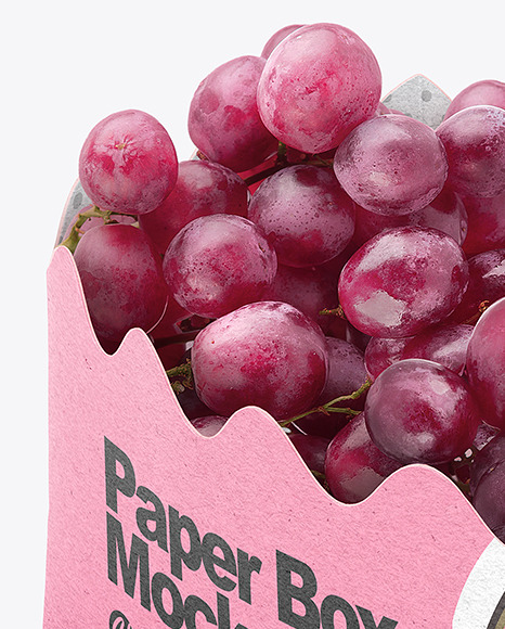 Kraft Paper Basket with Grapes Mockup Kraft Paper Basket with Grapes Mockup