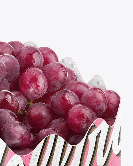 Kraft Paper Basket with Grapes Mockup Kraft Paper Basket with Grapes Mockup
