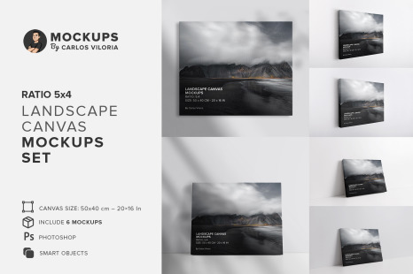 Landscape Canvas Ratio 5x4 Mockups Set
