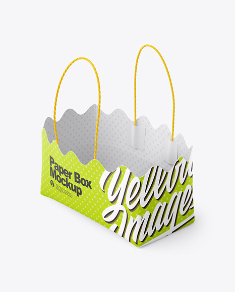 Matte Paper Basket with Handles Mockup