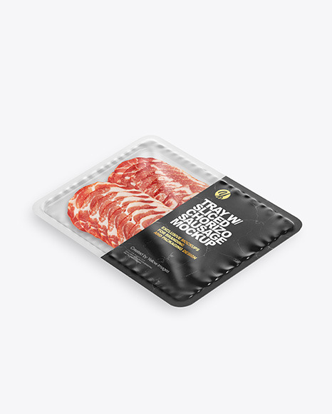 Plastic Tray With Matte Film &amp; Capocollo Mockup
