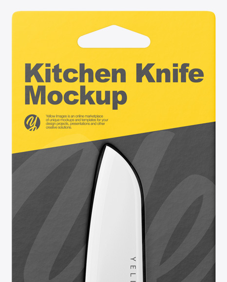 Сeramic Kitchen Knife with Blister Pack Mockup Сeramic Kitchen Knife with Blister Pack Mockup