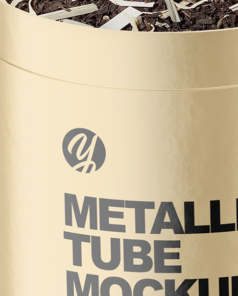 Metallized Tube With Tea Mockup Metallized Tube With Tea Mockup