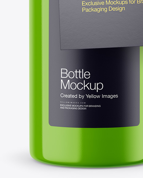 Glossy Bottle w/ Glossy Label Mockup cream 94281