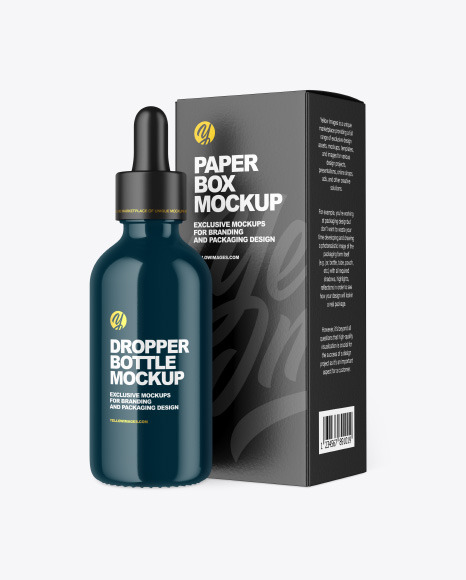 Glossy Dropper Bottle w  Paper Box Mockup PSD #2