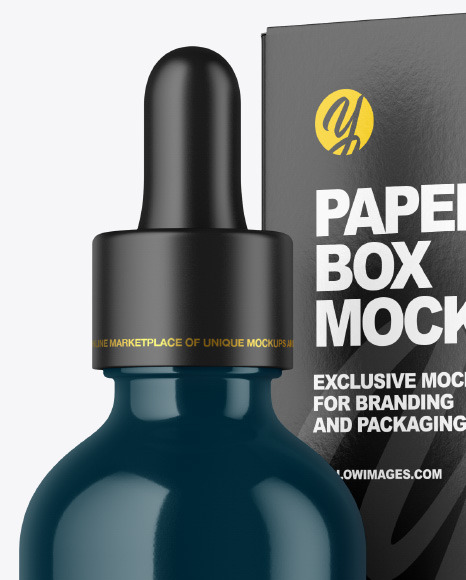 Glossy Dropper Bottle w  Paper Box Mockup PSD #3