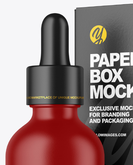 Matte Dropper Bottle w  Paper Box Mockup PSD #2