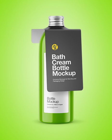 Glossy Bottle with Paper Label Mockup bottle 92424