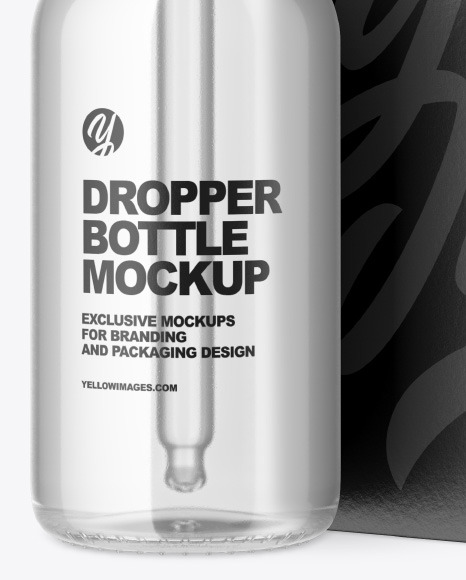 Clear Glass Dropper Bottle w/ Paper Box Mockup clear 96709