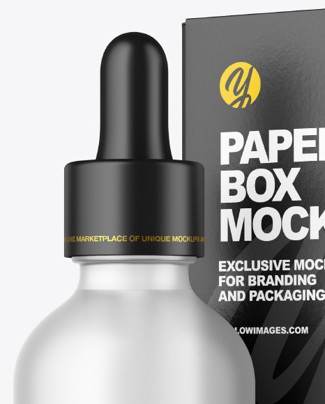 Frosted Glass Dropper Bottle w  Paper Box Mockup PSD #2