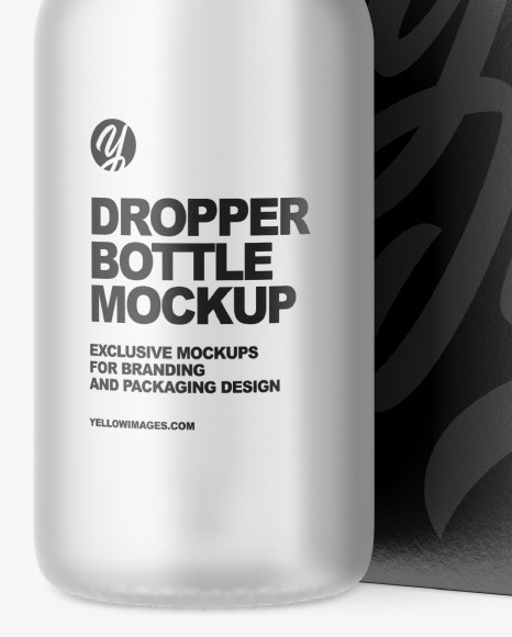 Frosted Glass Dropper Bottle w  Paper Box Mockup PSD #1
