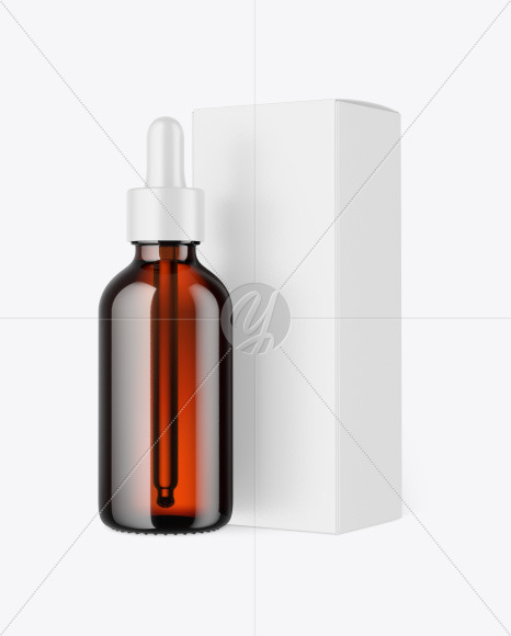 Amber Glass Dropper Bottle w  Paper Box Mockup PSD #3