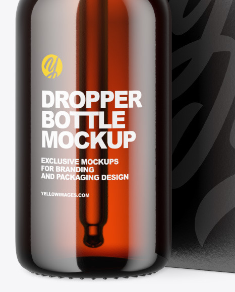 Amber Glass Dropper Bottle w  Paper Box Mockup PSD #1