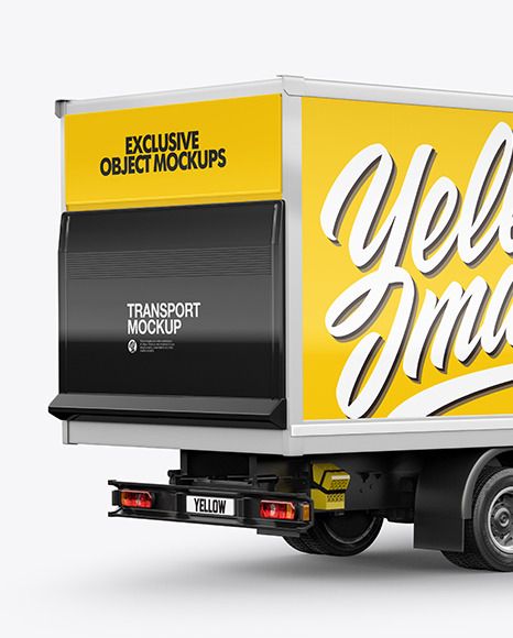 Box Truck Mockup   Back Half Side View PSD #2