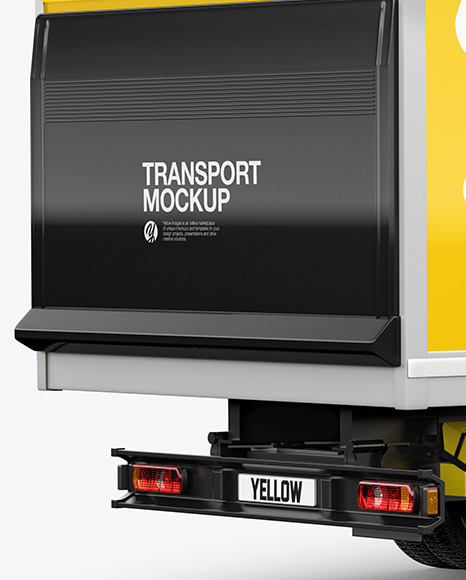 Box Truck Mockup   Back Half Side View PSD #1