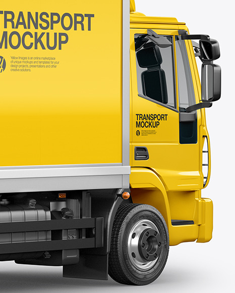 Box Truck Mockup   Back Half Side View PSD #6