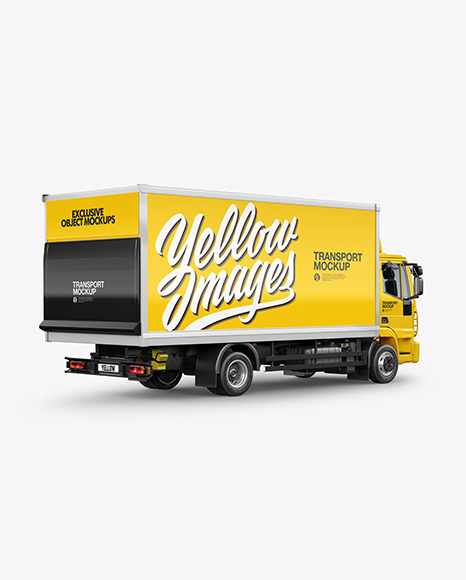 Box Truck Mockup - Back Half Side View
