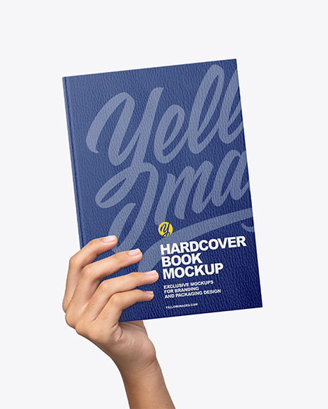 Leather Hardcover Book in a Hand Mockup Leather Hardcover Book in a Hand Mockup