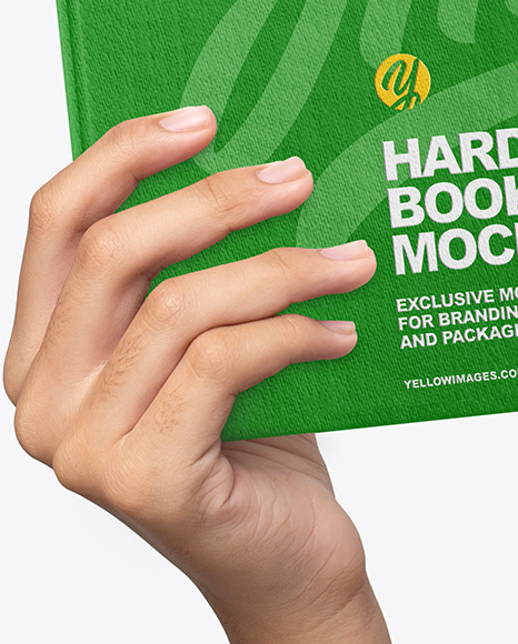 Fabric Hardcover Book in a Hand Mockup PSD #4