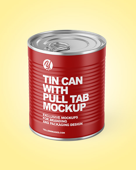 Tin Can With Pull Tab   Matte Finish Mockup PSD #2
